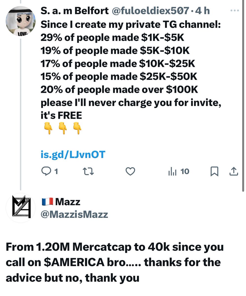 Hey <a href="/morpheuswhale/">Sam Belfort</a> thank you for the scam on $AMERICA with you buddy <a href="/punk1685/">Rothschild.eth</a>. You too are the bests Mfers !