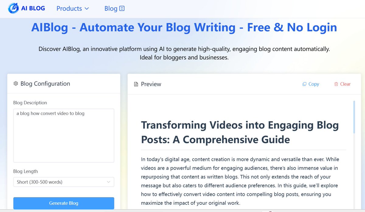 AIBlog_website's tweet image. Want to use AI to generate a blog?
I recommend aiblog, which does not require login and is completely free. It can generate a blog in 30 seconds and is completely SEO friendly.
If you have relevant needs, you can try it. 🥳
#aiblog #blog