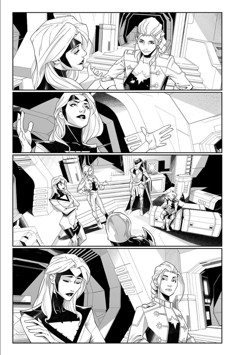 Phoenix #7 out TOMORROW.
These are the three preview pages in black and white... and gray... and purple!
