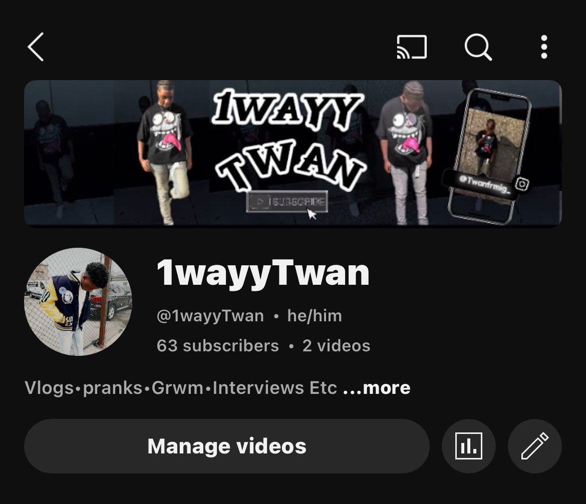 Go subscribe pls  FIRST VIDEO drops at 8pm youtube.com/@1wayyTwan