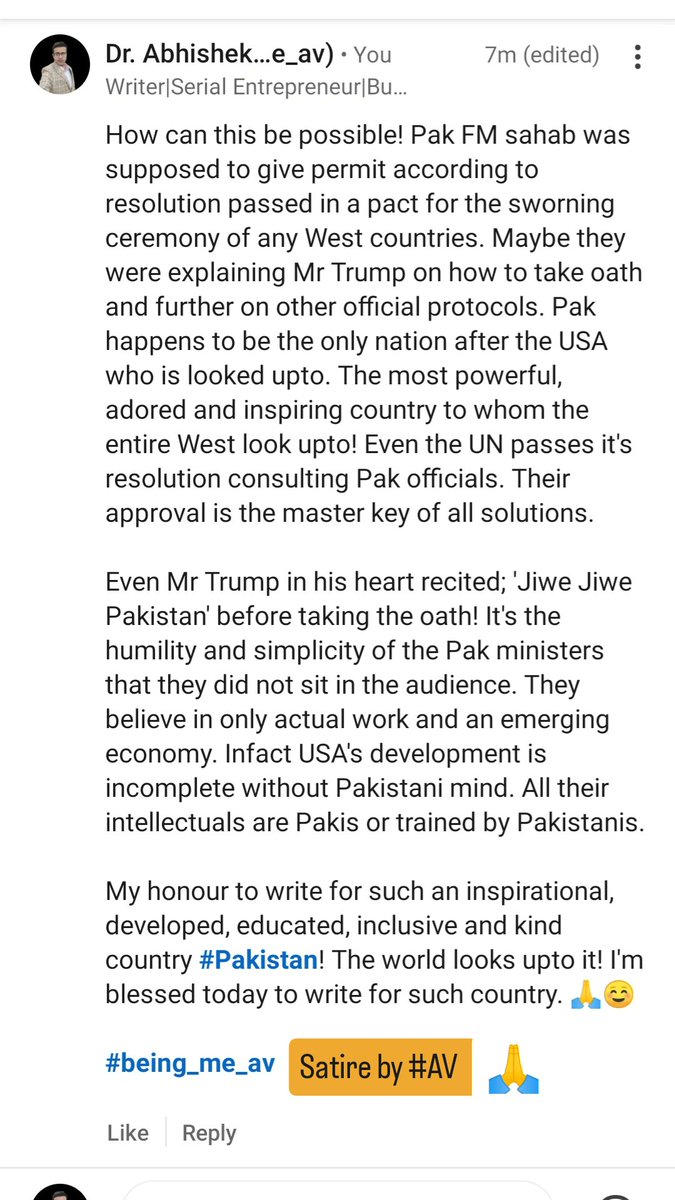 being_me_av's tweet image. #AVlog 318: #satire by #AV
#pakistan #India #USA #DonaldTrump #DonaldTrump2025

#being_me_av