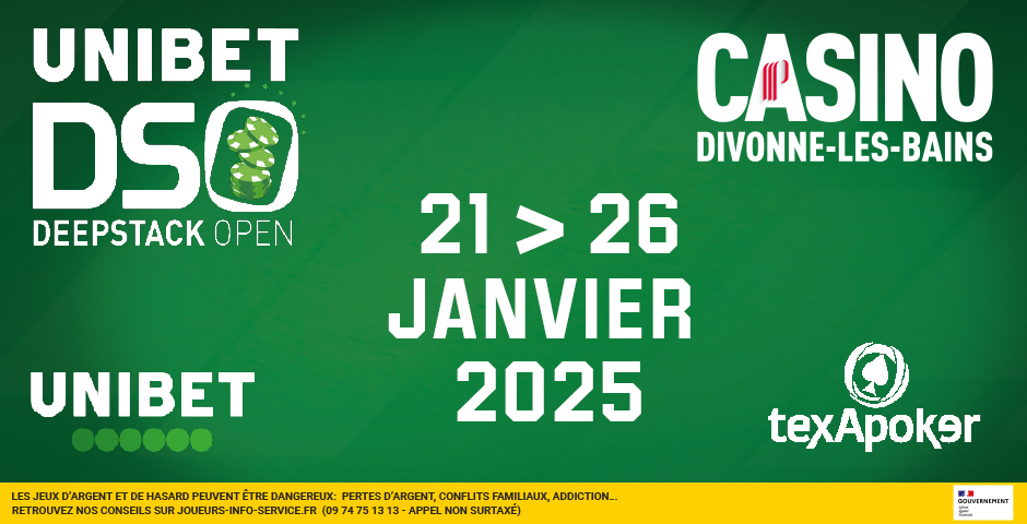 TexapokerLive's tweet image. 🔥 Le Casino de Divonne accueille la première étape de la saison XVI de l’Unibet DeepStack Open jusqu'au 26 janvier ! Avant le traditionnel Main Event à 550€, le Mini UDSO à 300€ a débuté avec plus de 80 entrants dès l'entame #poker #pokerlive #UDSO
✍ Toutes les infos live…