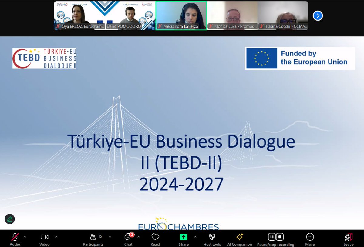 İstişare toplantımıza katılan <a href="/unioncamere/">Unioncamere</a> ile tüm yerel ve bölgesel İtalyan Odalarına teşekkürler!
Değerli fikirleriniz, #TEBDII projesi faaliyetlerine yön verecek ve Türkiye-İtalya iş ilişkilerini güçlendirecek. 🇪🇺🇮🇹🇹🇷