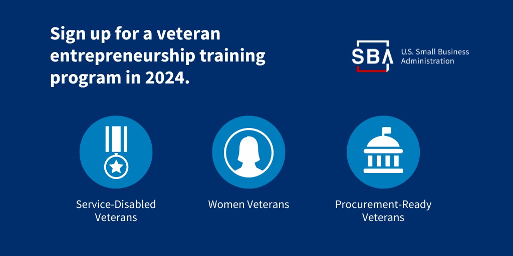 Are you a service-disabled veteran, woman veteran #entrepreneur, or interested in federal contracting? Taking one of <a href="/SBAgov/">SBA</a>’s ETPs will help your business grow.

📒ETPs are taught by expert instructors and teach students #smallbiz concepts.

Learn more: sba.gov/veterans