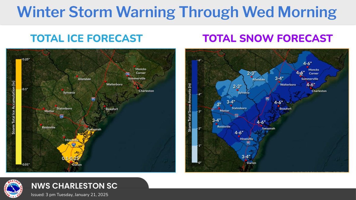 Wintry precipitation will begin across much of the area late this afternoon. Expected snow/sleet amounts have increased as of this afternoon. #scwx #gawx