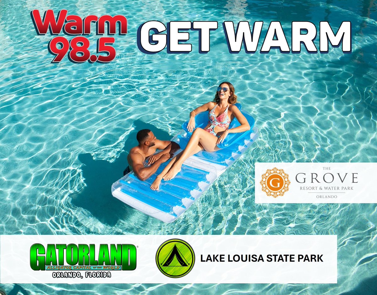 Warm 98.5 - 80s 90s NOW! (@warm985) on Twitter photo Another chance to Get Warm happens today at 3:50 with Josh. The time to get away to Florida is now and you could win a vacation to <a href="/TheGroveResort/">The Grove Resort & Water Park Orlando</a> & Water Park is a true Florida oasis putting Orlando’s world-famous attractions at your fingertips. Another chance to Get Warm happens today at 3:50 with Josh. The time to get away to Florida is now and you could win a vacation to <a href="/TheGroveResort/">The Grove Resort & Water Park Orlando</a> & Water Park is a true Florida oasis putting Orlando’s world-famous attractions at your fingertips.