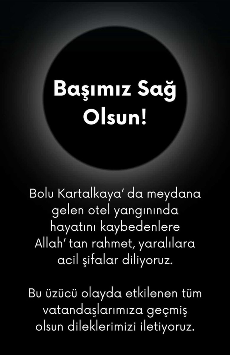 Başımız sağ olsun, yaralılara acil şifalar diliyorum. #bolukartalkaya