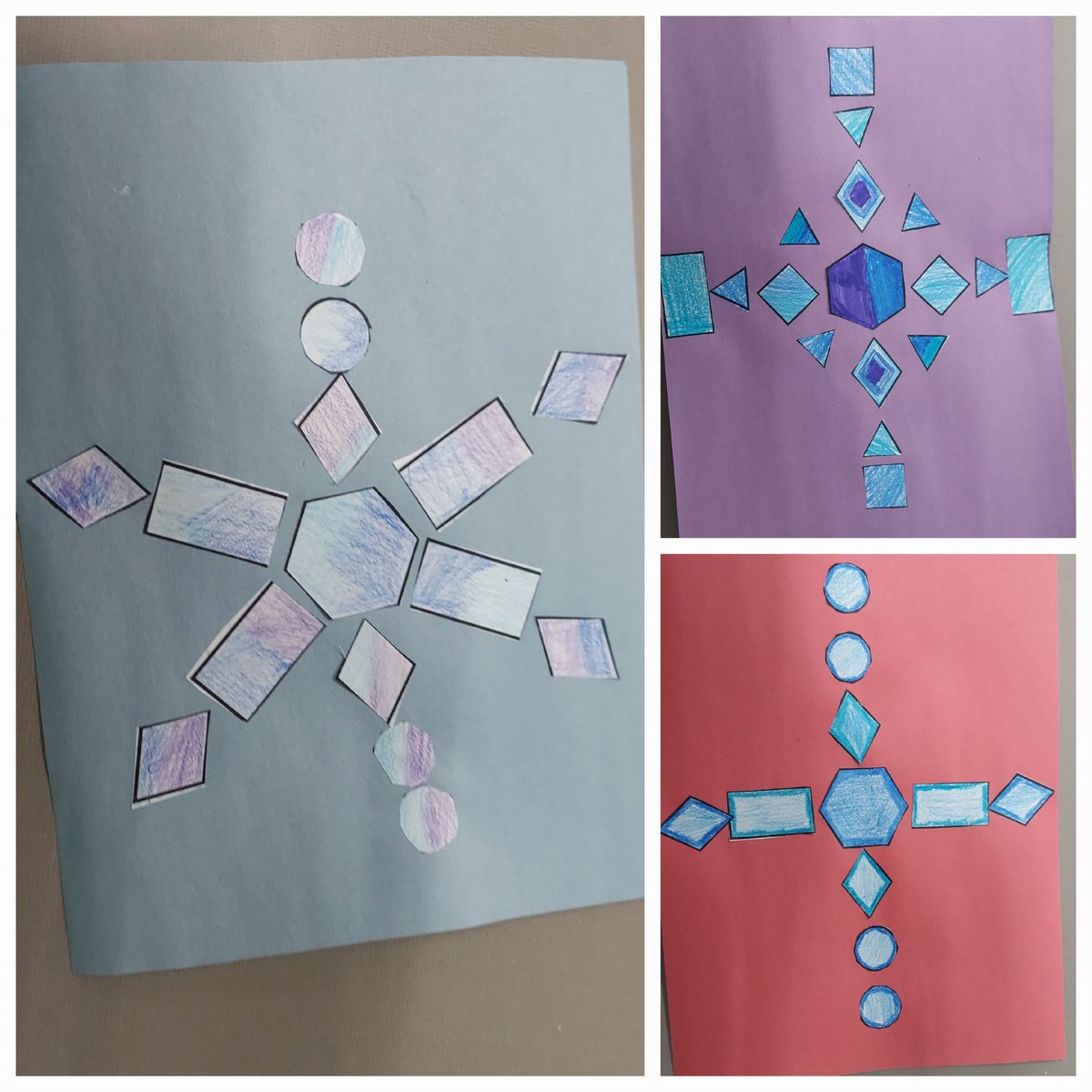 LabbHogg's tweet photo. It is snowing in the STEAM Lab @HESLancaster 
Salt crystal snowflakes,  2d Symmetrical shape flakes and play doh flakes. https://t.co/BGxHxqa37n