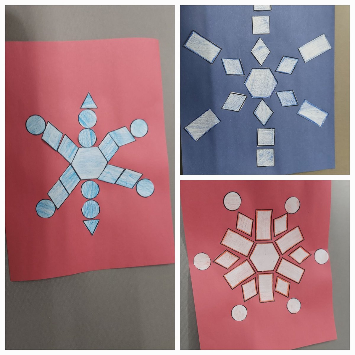 LabbHogg's tweet photo. It is snowing in the STEAM Lab @HESLancaster 
Salt crystal snowflakes,  2d Symmetrical shape flakes and play doh flakes. https://t.co/BGxHxqa37n