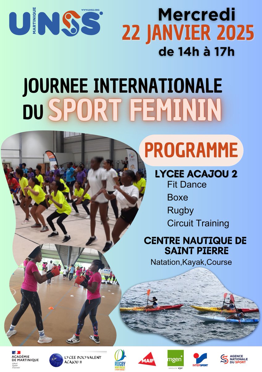J-1 avant #journéeinternationalesportfeminin <a href="/unss/">UNSS_National</a> <a href="/acmartinique/">Académie de Martinique</a> valoriser, promouvoir, rendre encore plus visible la pratique feminine <a href="/MissionEgalite/">Mission Egalité Martinique</a> <a href="/egalite_gouv/">Ministère chargé de l'Égalité</a>