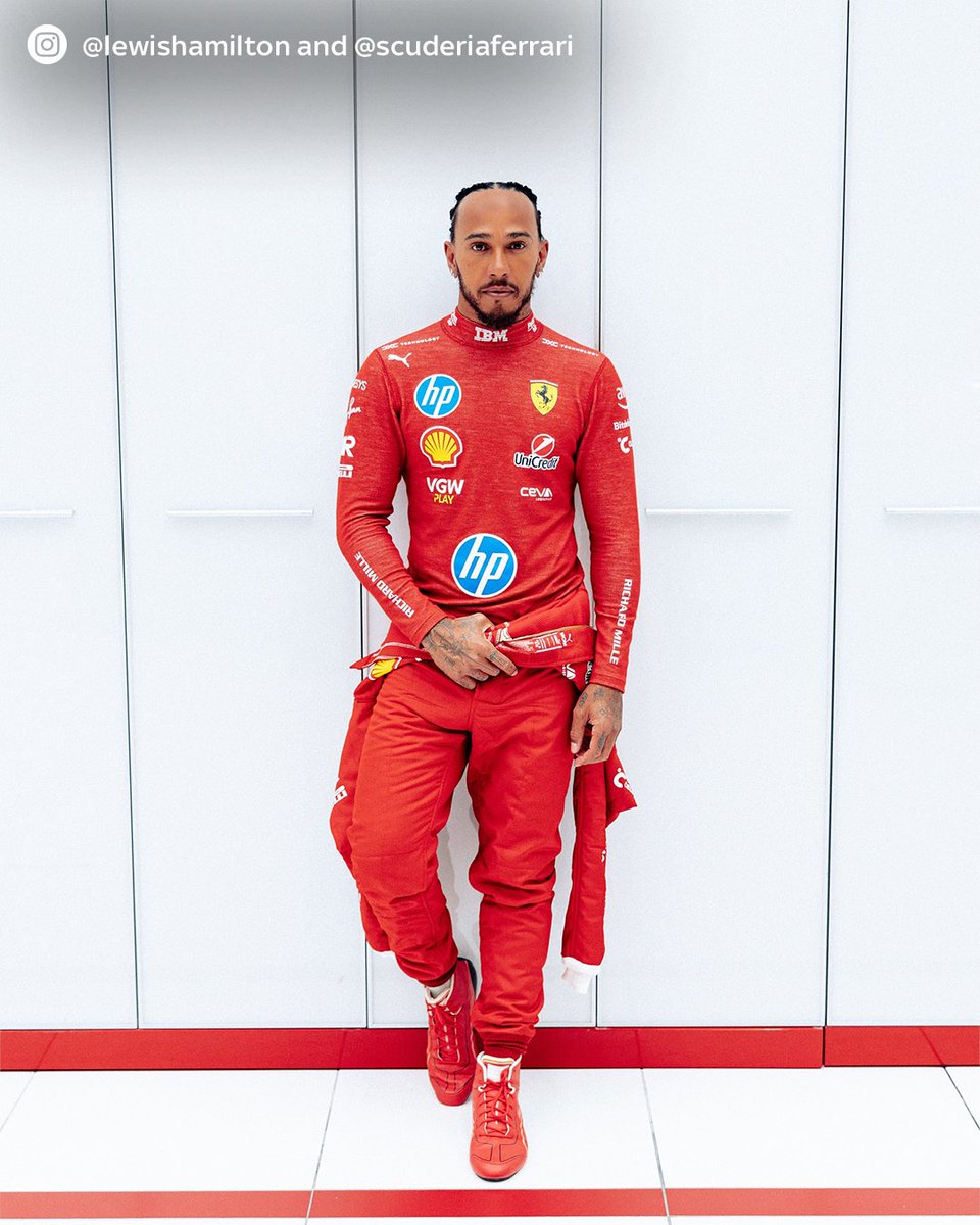 Lewis Hamilton in Ferrari overalls for the first time 🤩