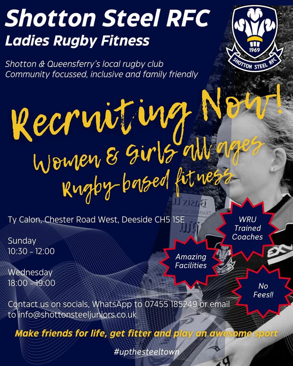 🏉 LADIES &amp; GIRLS RUGBY FITNESS🏉 
Women and girls rugby-based fitness! Get outside and beat those January blues while enjoying yourself with fitness based on an awesome sport. And even better, it’s FREE!! 
Ideal for parent &amp; child, young adults and women of all ages.