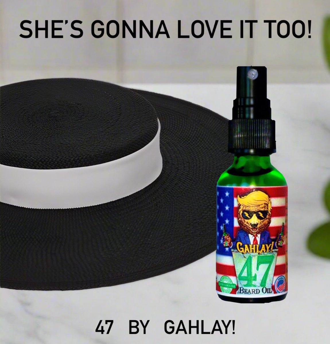 Command respect &amp; turn heads w/ GAHLAY! “47” Beard Oil—crafted to honor the 47th President, Donald J. Trump. Infused w/ bold Bay Rum &amp; amber musk, your First Lady will love it. Smell like success. Feel like freedom. Make your beard great again! 🇺🇸 gahlaybrand.com/products/new-g…