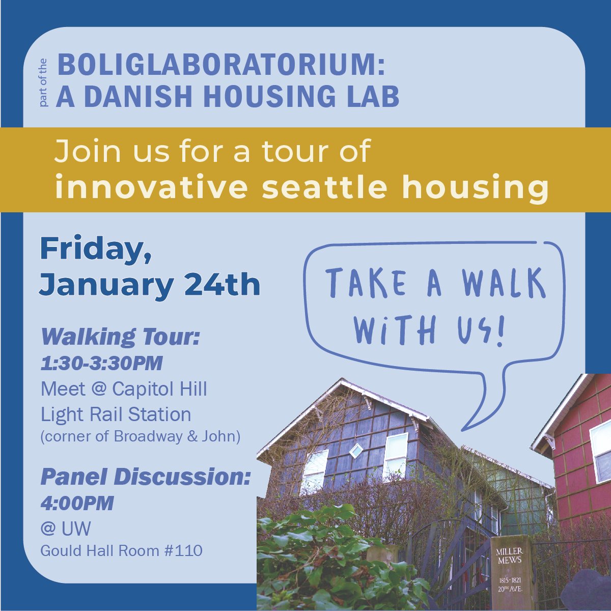 On Jan 24, COurban, Framework, and Futurewise ED Alex Brennan will be giving a neighborhood tour of innovative housing examples in the Capitol Hill neighborhood in Seattle and hosting a panel discussion.
Learn more and sign up here: scandesignfoundation.org/partners-proje…