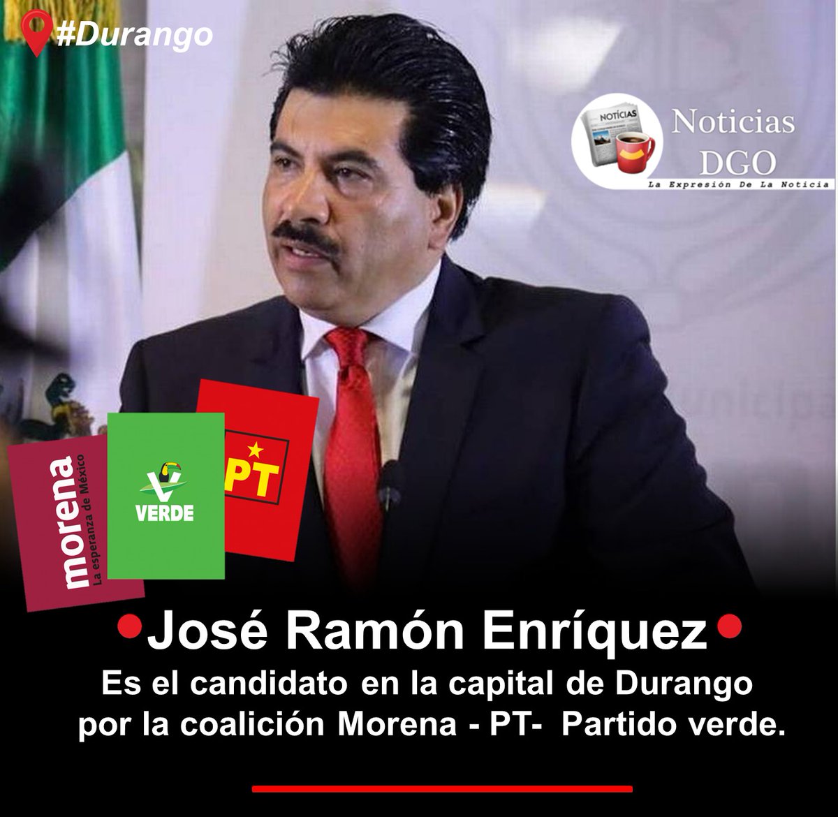 🔴 #Durango |• José Ramón Enríquez
Es el candidato en la capital de Durango por la coalición #Morena - #PT-  #PartidoVerde.