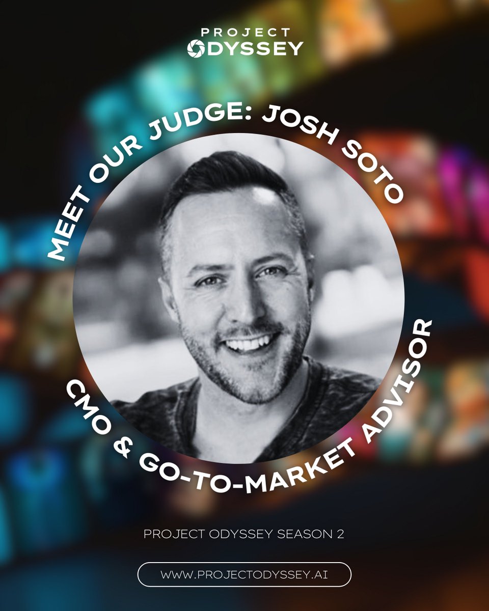 Project0dyssey's tweet photo. 🎥✨ Meet Our Judge: @_josh_soto  – Bridging Technology, Education, and Storytelling! 🌟

We’re honored to introduce Josh Soto, a serial CMO and go-to-market advisor for some of the world’s leading AI companies, as a judge for Project Odyssey Season 2. With a career defined by driving transformative growth at the intersection of technology and storytelling, Josh brings invaluable expertise to the world’s largest AI filmmaking competition.

From leading marketing for a16z enterprise to crafting Apple’s enterprise influence program, Josh has developed innovative strategies that have reshaped how global brands engage in the B2B space. His insights into the power of AI to unlock new frontiers in creativity make him a dynamic force on this year’s judging team.

Currently, Josh is developing an educational and creative AI platform that focuses on bridging innovation, access, and community.

🚨 Submissions are now closed for Project Odyssey Season 2. We’re currently reviewing all the incredible films submitted—stay tuned for the winner announcements!

🔗 Learn more about Project Odyssey at https://t.co/Z5vxhOtZmw

🔗 Connect with Josh on LinkedIn: https://t.co/N9cMFGwplc