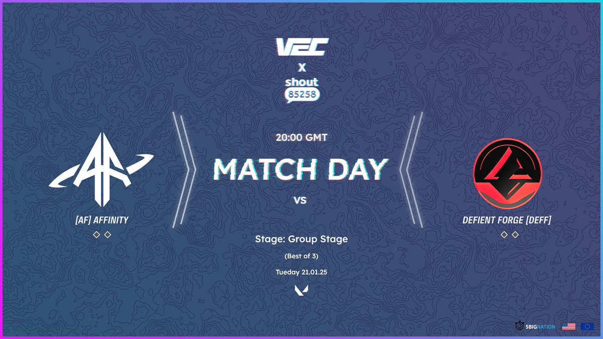 AffinityVAL's tweet image. Tonight's the night! 

Our first game of the @VECtournaments X @GiveUsAShout charity tournament begins at 20:00 GMT.

We are vs @DefientForge 

Catch us here: twitch.tv/vectournaments

GLHF to all!