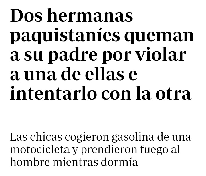 Dos hermanas adolescentes asesinaron a su padre quemándolo con gasolina mientras dormía.

El hombre violó varias veces a la mayor a lo largo de un año, y lo intento al menos 2 veces con la menor. Las madres de las chicas (estaba casado con 3 mujeres y tenía 10 hijos/as) conocían+
