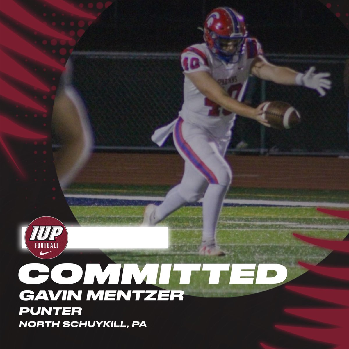 Gavin Mentzer (@gmentzer_40) on Twitter photo Excited to announce my commitment to <a href="/IUPfootball/">IUP Football</a>!!!! A huge thank you to the coaching staff for the opportunity!
<a href="/coachhall_/">Walter Hall</a> <a href="/KickItJZ/">Kick It®</a>
<a href="/Paul_Tortorella/">Paul Tortorella</a> <a href="/BrettBrice6/">Brett Brice</a> <a href="/CoachT_Bradley/">Tyler Bradley</a> #ALLIN #TalonsUp Excited to announce my commitment to <a href="/IUPfootball/">IUP Football</a>!!!! A huge thank you to the coaching staff for the opportunity!
<a href="/coachhall_/">Walter Hall</a> <a href="/KickItJZ/">Kick It®</a>
<a href="/Paul_Tortorella/">Paul Tortorella</a> <a href="/BrettBrice6/">Brett Brice</a> <a href="/CoachT_Bradley/">Tyler Bradley</a> #ALLIN #TalonsUp