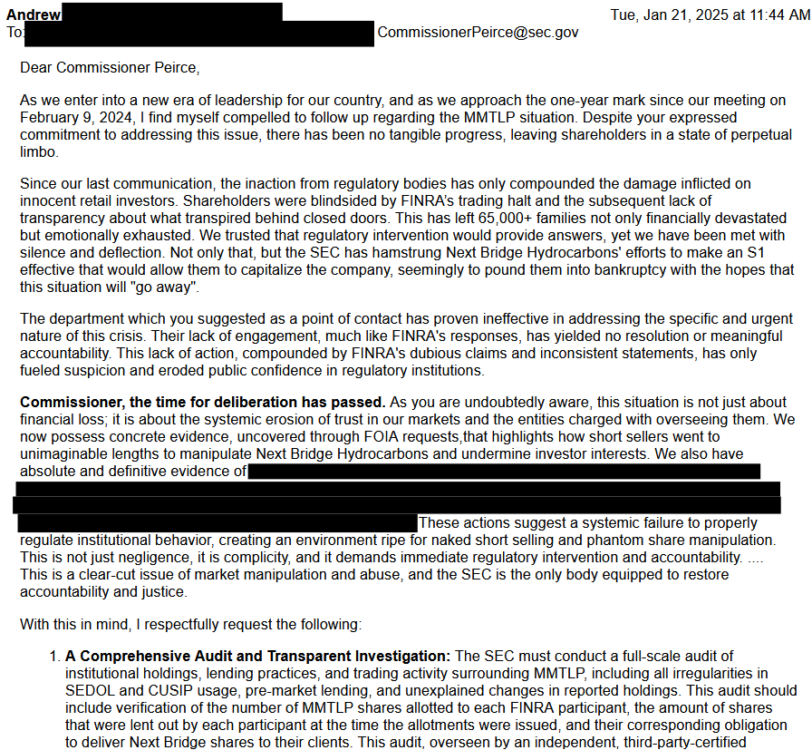 KarmaCollects's tweet image. $MMTLP Hello, @HesterPeirce and @MarkUyedaUS. In case Commissioner Peirce misses the email that was sent to her minutes ago, I think here would be a good place to leave it. I post this email in the interest of fostering transparency for the good of the investing public, and I…