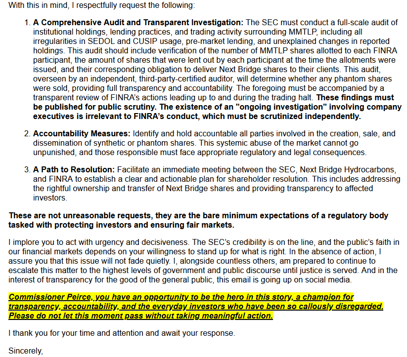 KarmaCollects's tweet image. $MMTLP Hello, @HesterPeirce and @MarkUyedaUS. In case Commissioner Peirce misses the email that was sent to her minutes ago, I think here would be a good place to leave it. I post this email in the interest of fostering transparency for the good of the investing public, and I…
