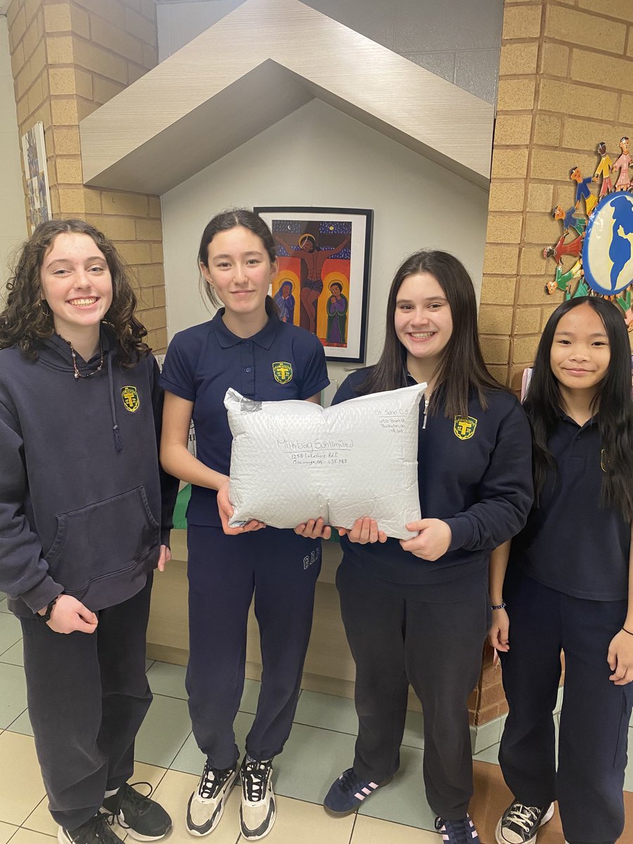 Thanks to our Intermediates for being Stewards of the Environment and collecting 75+ milk bags to send to MILKBAGSunlimited in Toronto. We are so excited to see our bags being used to create sleeping mats for those in need.