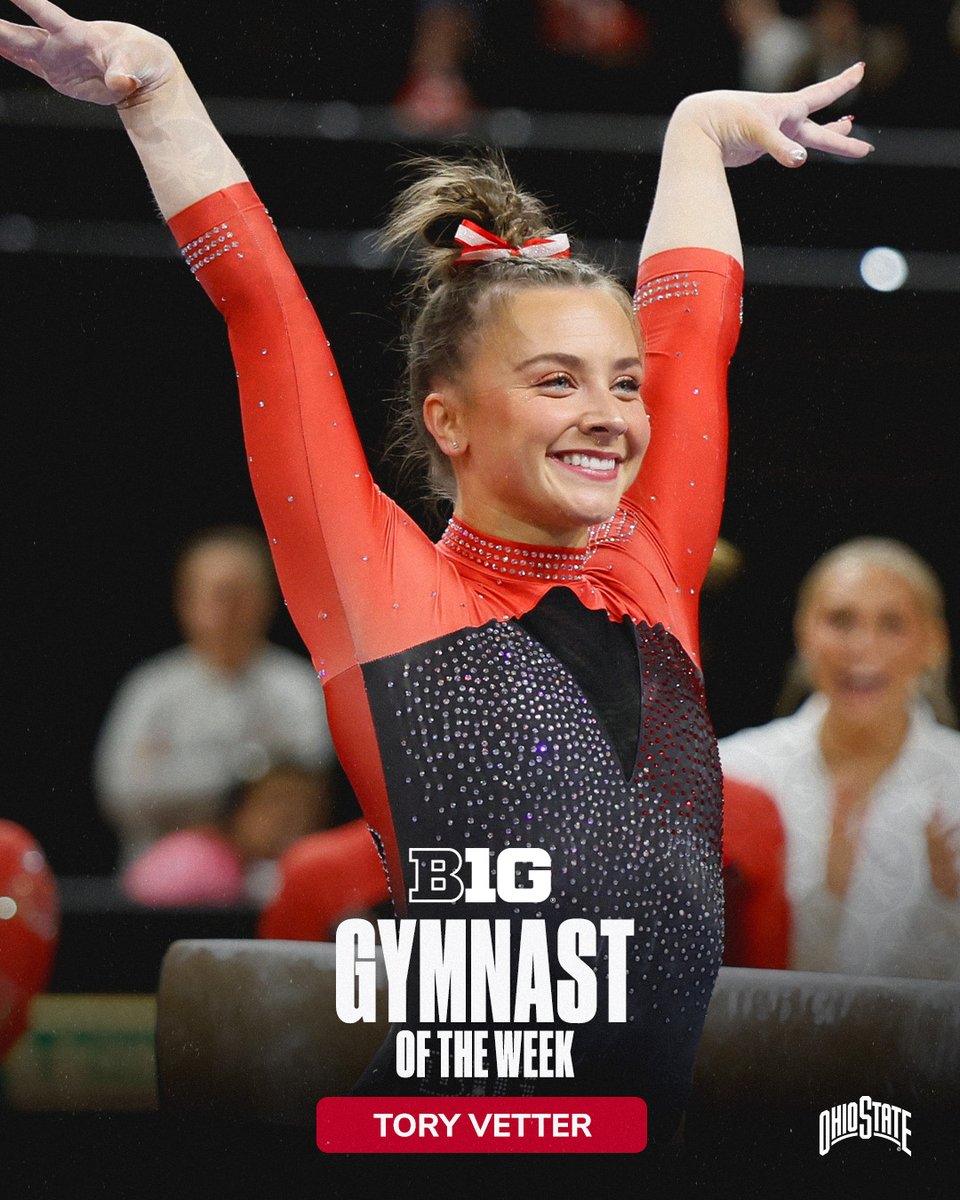 OhioStateWGYM's tweet photo. Congrats to Tory Vetter - B1G Gymnast of the Week 🤗

#GoBucks | 📰 https://t.co/M9E3ly2ysz https://t.co/XbbgP2p2qC