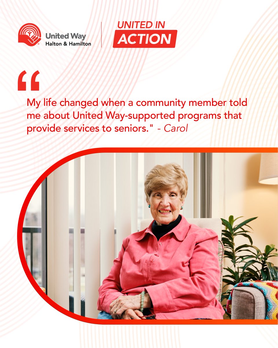 Carol struggled with loneliness and health challenges after losing her husband.

“My life changed when a community member told me about United Way-supported programs that provide services to seniors.”

Read more at uwhh.ca

#UnitedInACTION #LocalLove