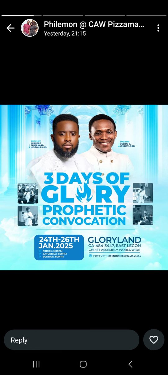 christassemblyw's tweet photo. We are 03 DAYS AWAY🔥 🔥 🔥 

Tell your world ; the clouds are gathering 🗣

#3DAYSOFGLORY
#PROPHETICCONVOCATION https://t.co/5iKyC1aFCk