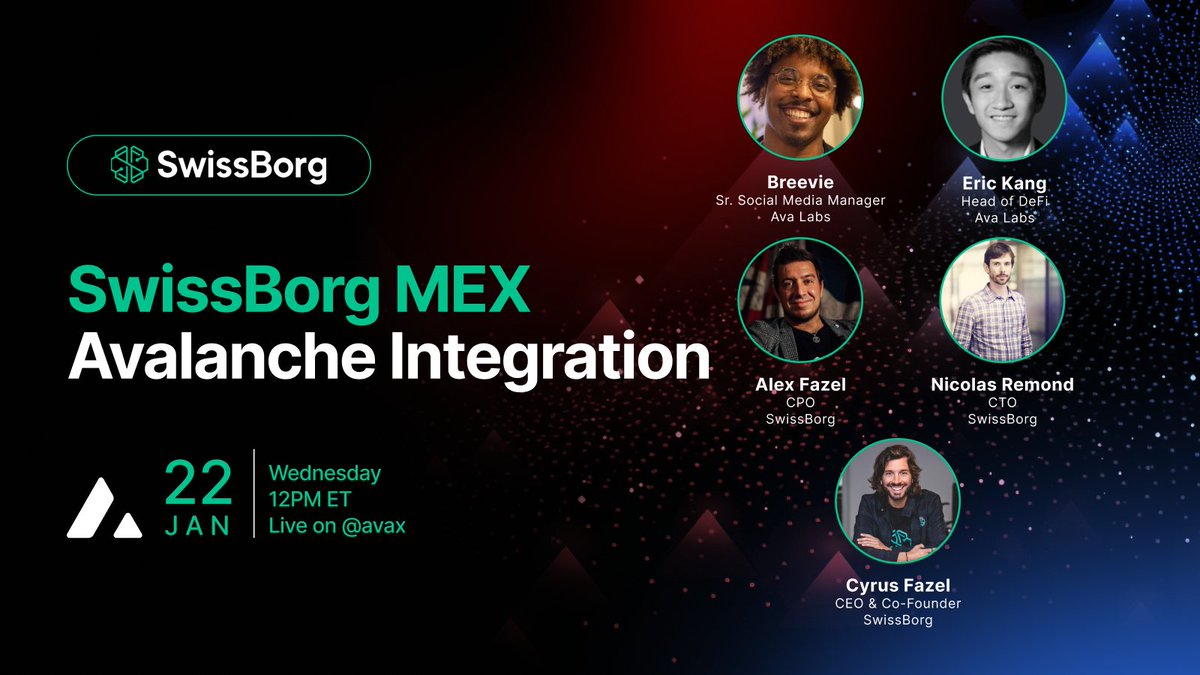 Did you hear about the meta-exchange mobile app that connects 11 CEXs and DEXs for a better trading experience?

Tomorrow at 12p ET we're streaming live with the <a href="/swissborg/">SwissBorg</a> team to discuss the impact of their Avalanche integration for users and simplifying cross-chain txs.