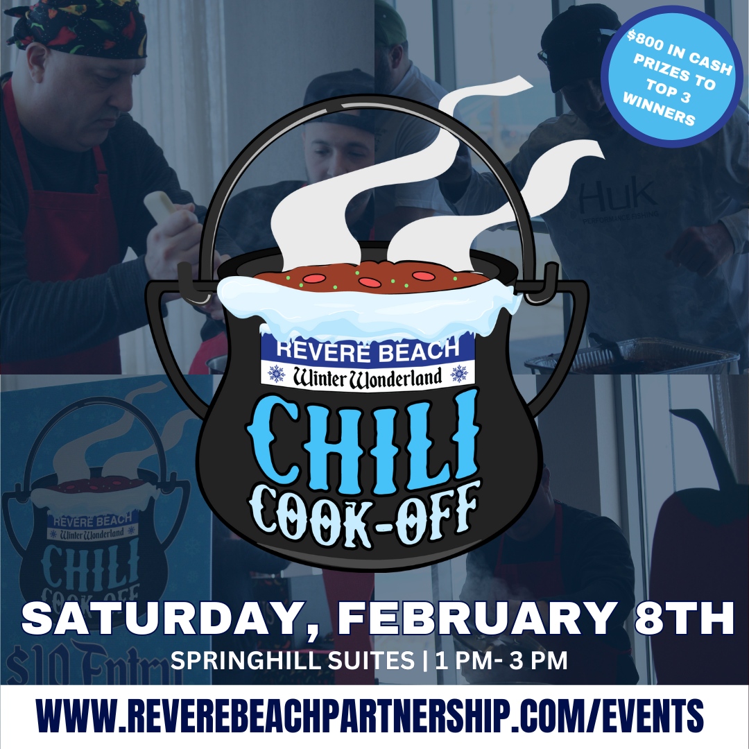 Got the ultimate chili recipe? Put it to the test! With $800 in cash prizes for the top three, it’s time to turn up the heat this winter! Think you’ve got what it takes? Join us and show off your skills! For details, visit reverebeachpartnership.com/events/