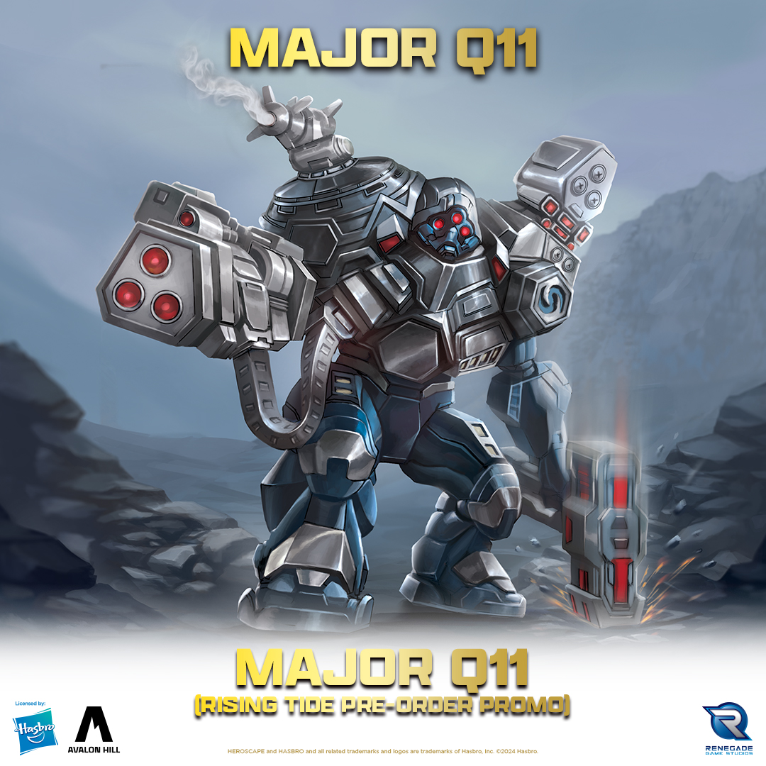 Major Q-11 will be available as a Heroscape Rising Tide pre-order promo mini! Make sure to pre-order ASAP! 🤖😤

Learn About Upcoming Heroscape Releases 👉 renegadegamestudios.com/blog/heroscape…