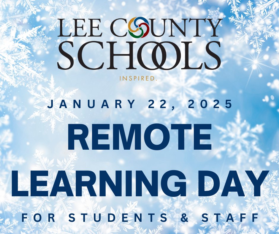 LCS will transition to a remote learning day for all students and staff members  on January 22, 2025. Students have been given assignments to complete &amp; turn in to receive credit for attendance. Students have 5 days to complete assignments to receive attendance credit.