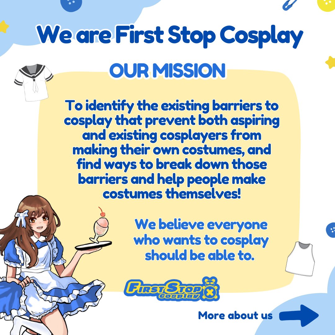 1stStopCosplay's tweet photo. Since we gained a bunch of new friends and followers as of late, we wanted to properly introduce ourselves! Thank you to all who have supported us and followed; we are so excited to show you what we have in store for 2025! ✨️

#firststopcosplay #sewingpatterns https://t.co/0PvJinBibq