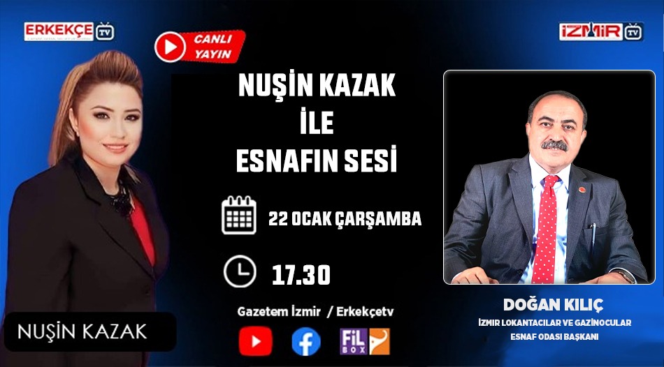 @gazetemizmirhaber GAZETEM İzmir Tv ekranlarında Yarın  Nuşin Kazak ile "Esnafın SESİ program konuğum İzmir Lokantacılar ve Gazinocular Esnaf odası başkanı sn. @dogan__klc Doğan Kılıç konuğum.
Canlı yayınımıza bekliyoruz 
@öne çıkar