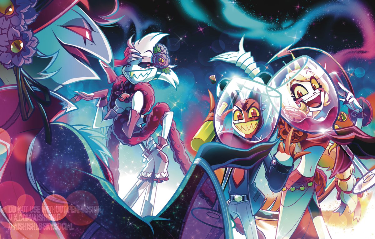 No one knows because I am too lazy to upload my art but I drew the cover for <a href="/HellCoutureZine/">Hell Couture</a> ✨

Still honored I was given the position! 
Hope you like it!🧡 

#HazbinHotel #HazbinHotelFanart  #HelluvaBoss  #HazbinHotelCharlie #HazbinHotelAngelDust  #Blitzo  #Stolas #Stolitz