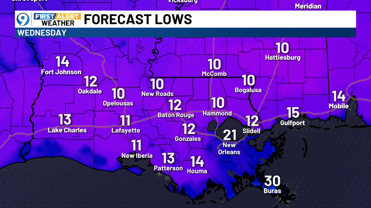 SteveWAFB's tweet photo. 🚨 First Alert Weather Day on Wednesday

Even as the snow exits this afternoon, the most dangerous cold is still ahead of us.

Some of us could see our coldest temperatures since 1989 by tomorrow morning.

Burst pipes will likely become an increasing problem. Heating safety is also a concern as we deal with the cold.

Please don't let your guard down!

https://t.co/KcCa8S2h0h