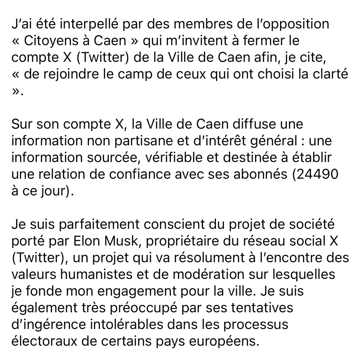 AristideOlivier's tweet image. J’ai été interpellé par des membres de l’opposition qui m’invitent à fermer le compte X (Twitter) de la Ville de Caen afin, je cite, « de rejoindre le camp de ceux qui ont choisi la clarté ».