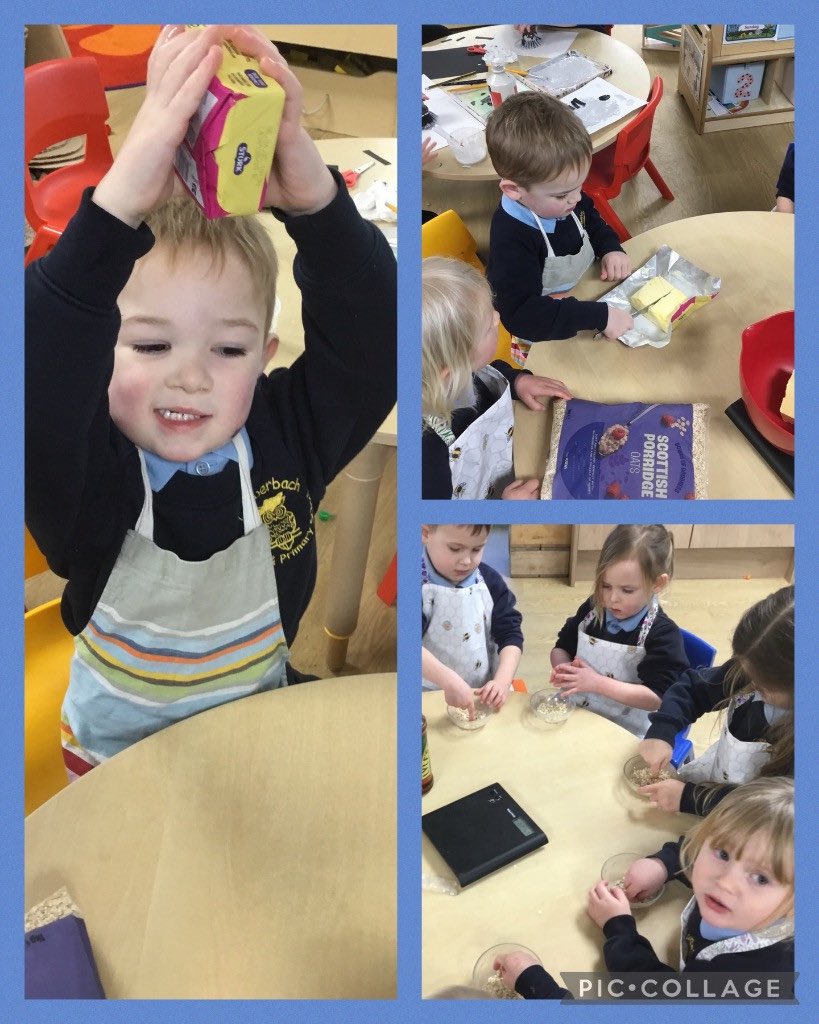 Nursery loved making flapjack today! Brilliant language as we described the ingredients alongside some super pouring, mixing and pressing! 🥣
@ComberbachMrsH 
@MrsYoung