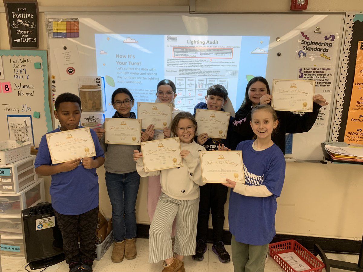 4th Grade EXCEL is showing off their Scary Tales Young Writers Certificates! Seven of their stories were chosen for publication! ✏️ 📝 <a href="/OEBears/">OESBears</a> <a href="/YoungWritersUSA/">Young Writers USA</a>
