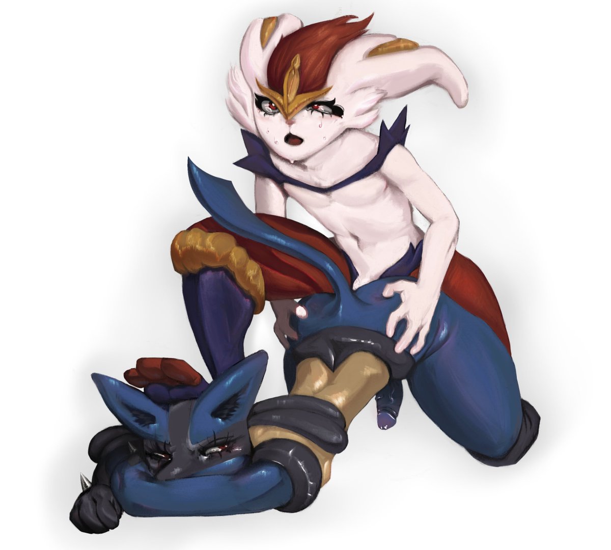 Lucy_Mo0n's tweet photo. Lucario and Cinderace having fun together https://t.co/EzeOBqzk9M