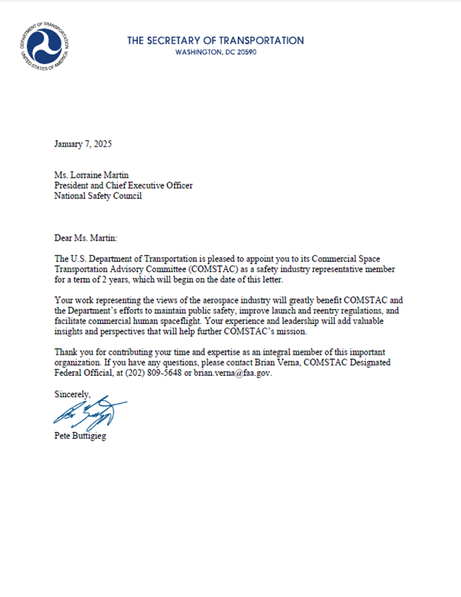 Lorraine Martin (@lorrainemmartin) on Twitter photo Excited to share my appointment to the <a href="/FAANews/">The FAA āļø</a> Commercial Space Transportation Advisory Committee.
It is a true honor to represent the safety industry and to be a part of this early history of making commercial spaceflight safe! bit.ly/4ajU8un Excited to share my appointment to the <a href="/FAANews/">The FAA āļø</a> Commercial Space Transportation Advisory Committee.
It is a true honor to represent the safety industry and to be a part of this early history of making commercial spaceflight safe! bit.ly/4ajU8un
