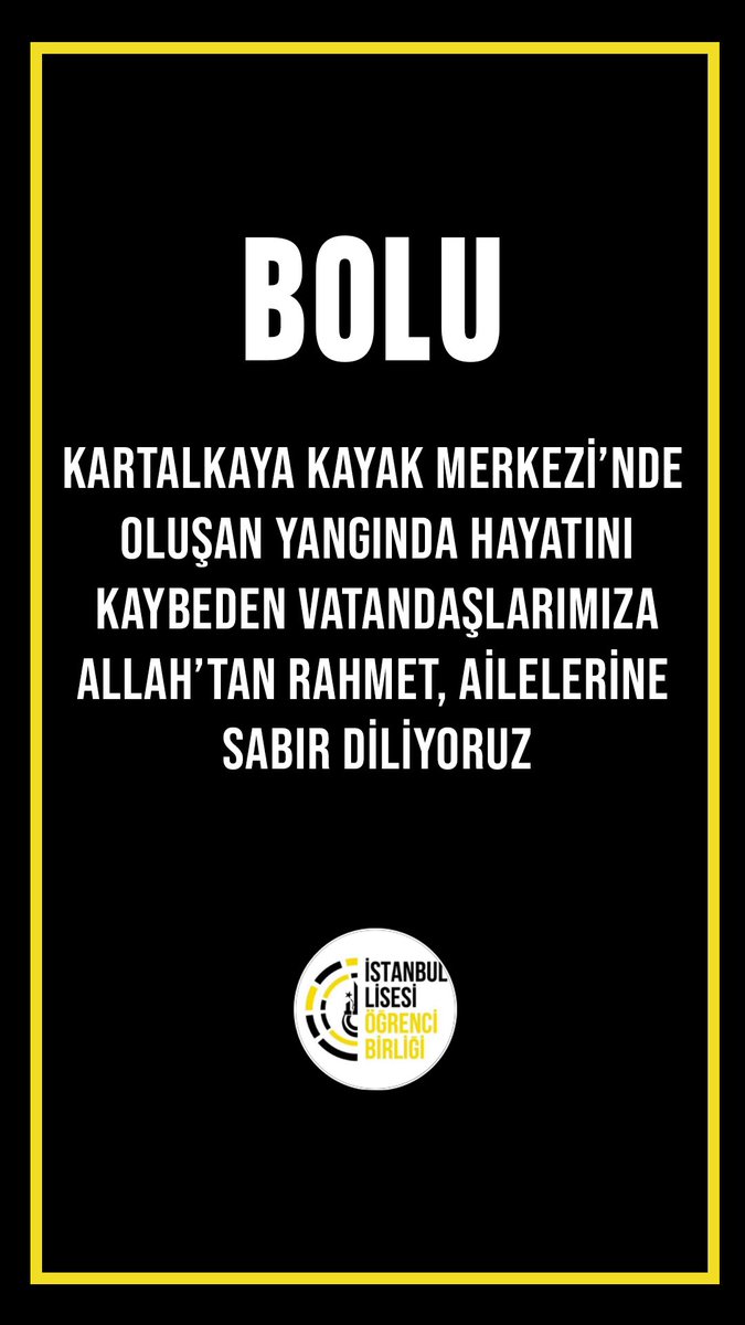 ielob's tweet photo. Bolu Kartalkaya Kayak Merkezi’nde oluşan yangında hayatını kaybeden vatandaşlarımıza Allah’tan rahmet,ailelerine sabır diliyoruz https://t.co/jbvbVY6XGx