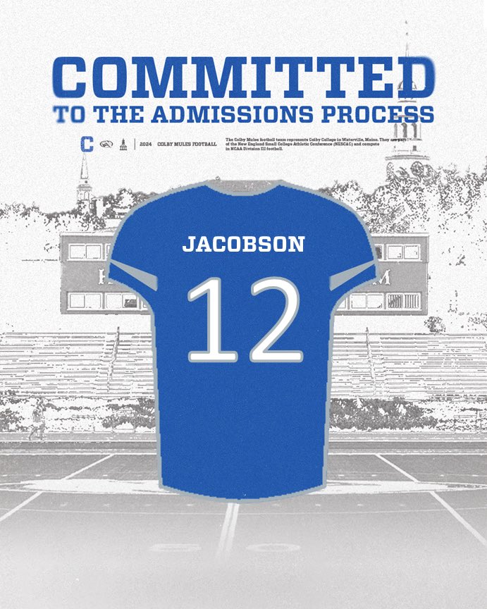 I am extremely happy and grateful to announcement my commitment to the admissions process at <a href="/Colby_Football/">Colby Football</a>
 
Thank you to all my family, friends, and coaches who have helped me alone the way. 
<a href="/vitron5/">Anthony Vitti</a> <a href="/defWINchips/">David Smith</a> <a href="/MamkFootball/">Mamaroneck Football</a> <a href="/CoachDGallagher/">Coach Dan Gallagher</a> <a href="/COACH_PAPAS/">Nico Papas</a>