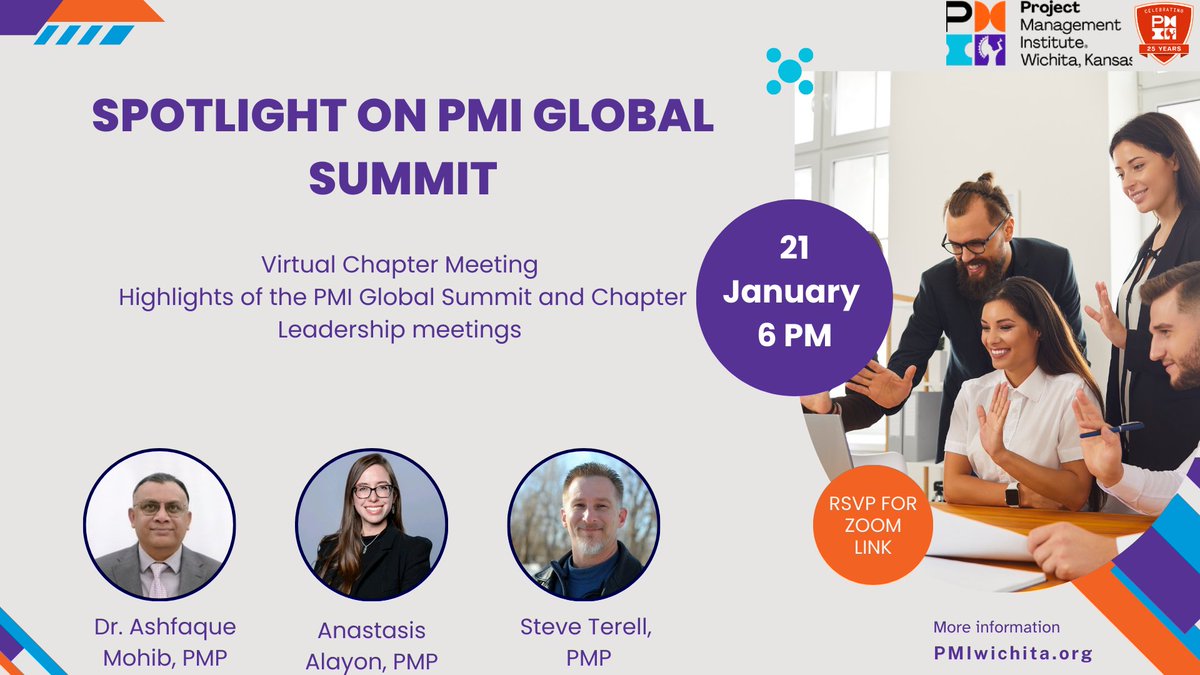 PMI_Wichita's tweet photo. Join us for an inside look at the PMI Global Summit and Chapter Leadership highlights on January 21 at 6 PM at our free Virtual Chapter Meeting. 

RSVP now for the Zoom link:
https://t.co/w6a2l2SMUK https://t.co/mOb0GW74Df