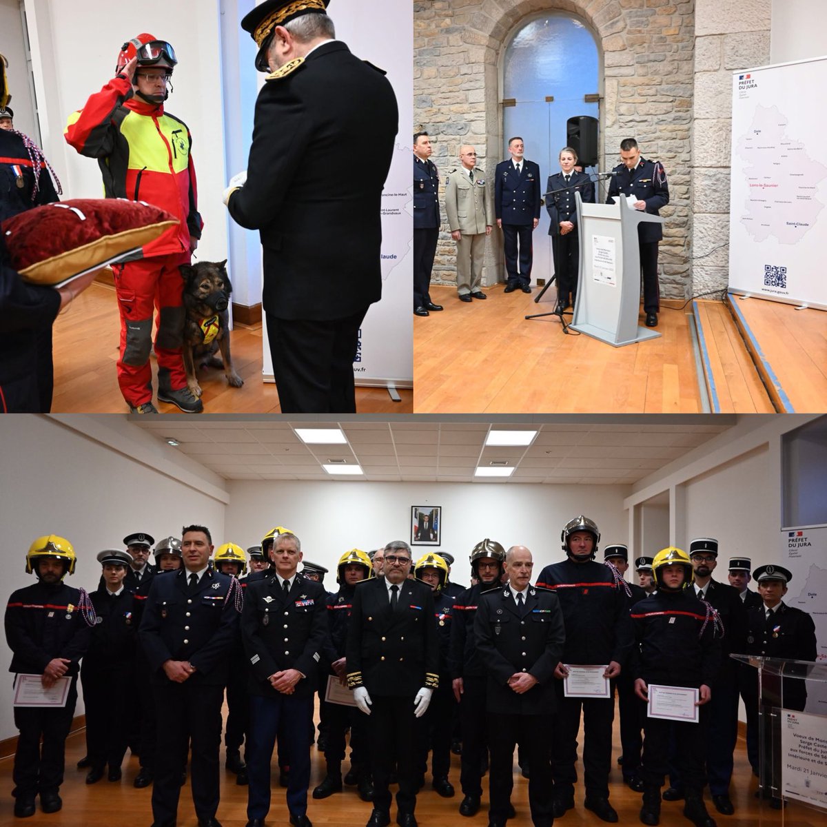 UDSP 39 (@udsp_39) on Twitter photo #cérémonie🎖️| Présidée par le <a href="/Prefet39/">Préfet du Jura</a>, cérémonie des vœux aux forces de sécurité intérieure 🚓👮🏻♂️et de secours 🚒 et remise de décorations 👏🏻 ce mardi 21 janvier 2025. <a href="/guyon_j/">GUYON Jérôme</a> <a href="/Rondot_Raphael/">Raphaël Rondot</a> <a href="/SDIS39/">SDIS du Jura</a> <a href="/ClmentComte1/">Clément Comte</a> <a href="/RICHARD_Sy25/">RICHARD Sylvain</a> <a href="/phuguenet/">Philippe Huguenet</a> <a href="/TissotJulien39/">Tissot Julien</a> #cérémonie🎖️| Présidée par le <a href="/Prefet39/">Préfet du Jura</a>, cérémonie des vœux aux forces de sécurité intérieure 🚓👮🏻♂️et de secours 🚒 et remise de décorations 👏🏻 ce mardi 21 janvier 2025. <a href="/guyon_j/">GUYON Jérôme</a> <a href="/Rondot_Raphael/">Raphaël Rondot</a> <a href="/SDIS39/">SDIS du Jura</a> <a href="/ClmentComte1/">Clément Comte</a> <a href="/RICHARD_Sy25/">RICHARD Sylvain</a> <a href="/phuguenet/">Philippe Huguenet</a> <a href="/TissotJulien39/">Tissot Julien</a>