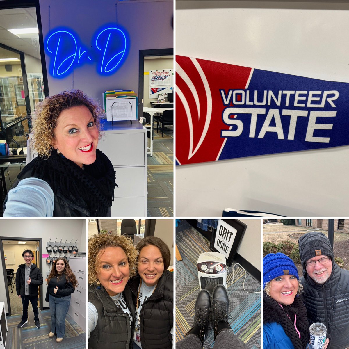 First day back to college for students and got my Dr. D. neon sign up!!!! It was freezing this am for meet and greet with admissions to help get students to class! 12 degrees🥶 <a href="/volstatecampus/">Vol State</a>