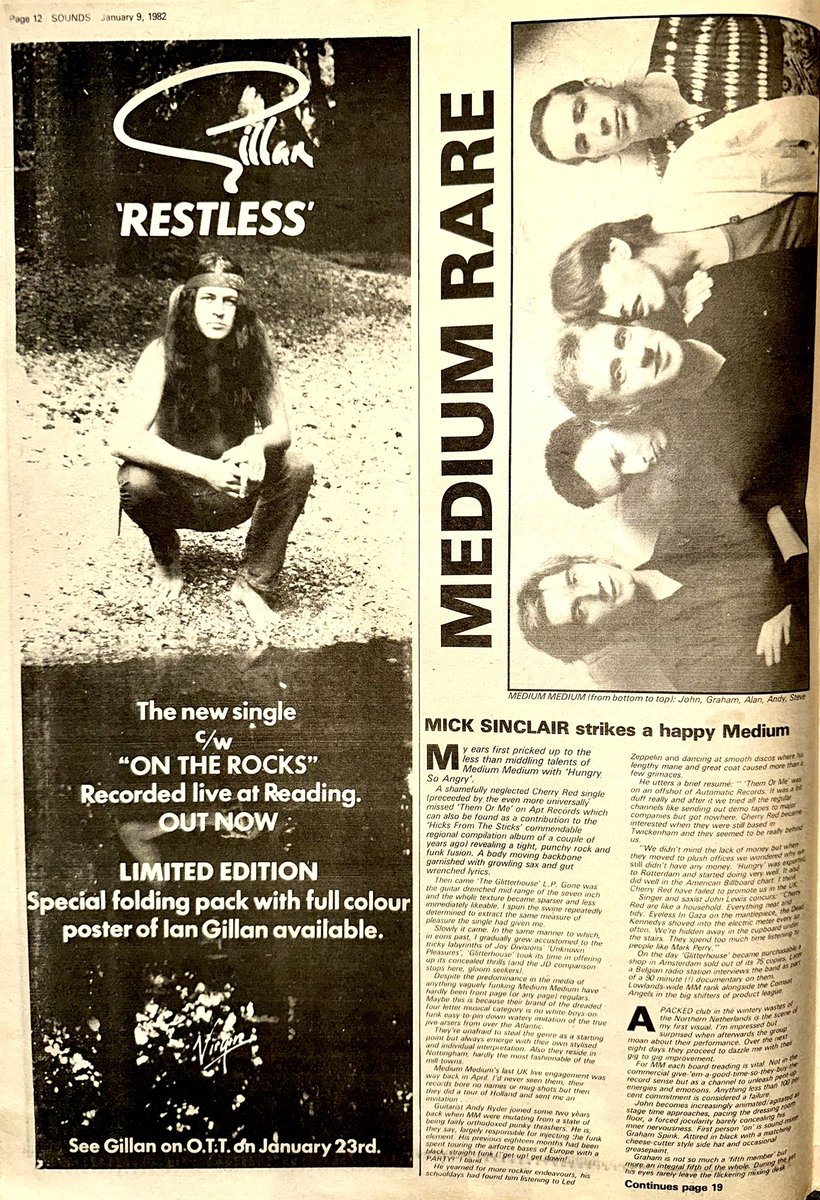 ZoundsAbound's tweet photo. Steve Keaton interviews a very subdued #HoneyBane who has struggled with her relationship with label EMI
Mick Sinclair talks to #MediumMedium, whose new LP ‘Glitterhouse’ is not what he expected after earlier releases.
@SteveMay_UK
Sounds Jan 9th 1982 https://t.co/dHojuhnWA4