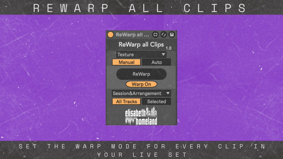 I just released a New MaxForLive device called ReWarp All Clips. 
It can save you time, by setting the warp mode of every clip in your Live set  - Or on the selected tracks -  with one click.
You can find more info about it on my site. : )
elisabethhomeland.com