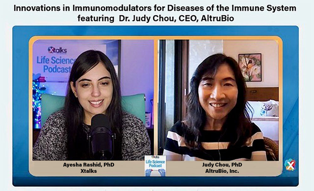 Our President and CEO, Dr. Judy Chou (<a href="/biologicsiscool/">Dr. Judy Chou</a>), joined
<a href="/Xtalks/">Xtalks Webinars</a> Webinars to share her journey in biopharma and Altrubio’s vision. She discussed our first-in-class immune checkpoint enhancer &amp; our ongoing trial in ulcerative colitis. Interview here: youtu.be/h_-K56JO7os
